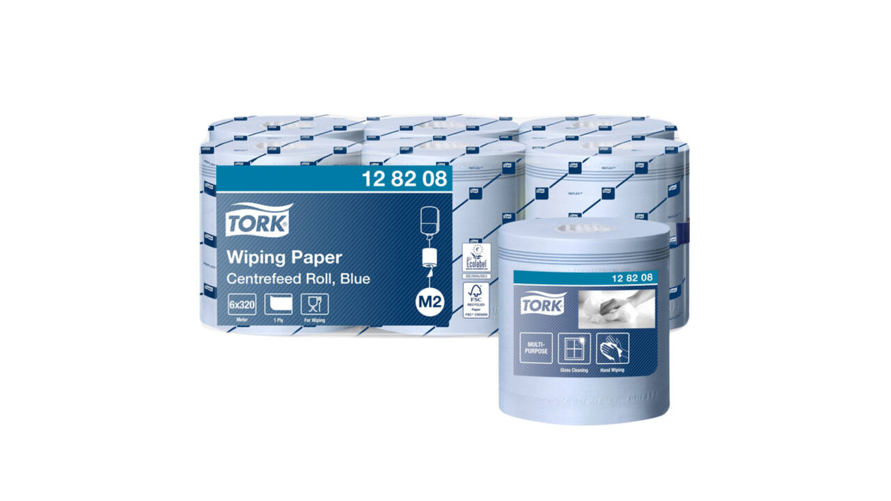 Poetspapier Tork M2 Advanced 1-laags 320m blauw 128208