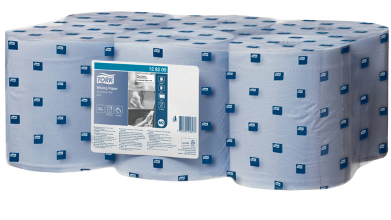 Poetspapier Tork M2 Advanced 1-laags 320m blauw 128208