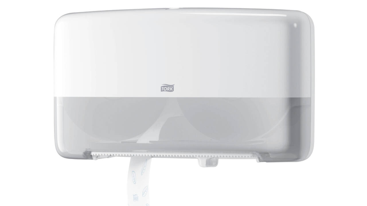 Toiletpapierdispenser Tork T2 Elevation jumbo klein duo wit 555500