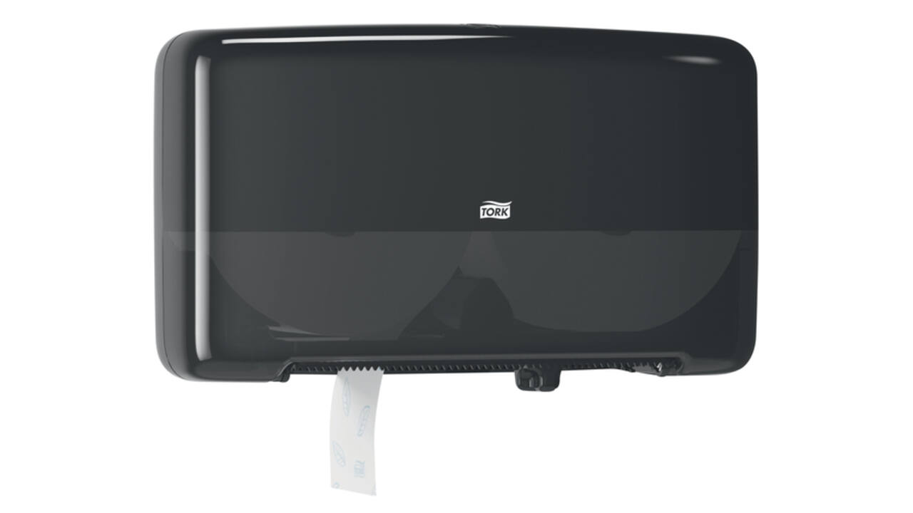 Toiletpapierdispenser Tork T2 Elevation jumbo klein duo zwart 555508