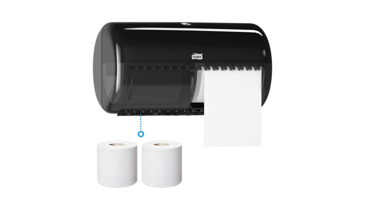 Toiletpapierdispenser Tork T4 Elevation duo zwart 557008