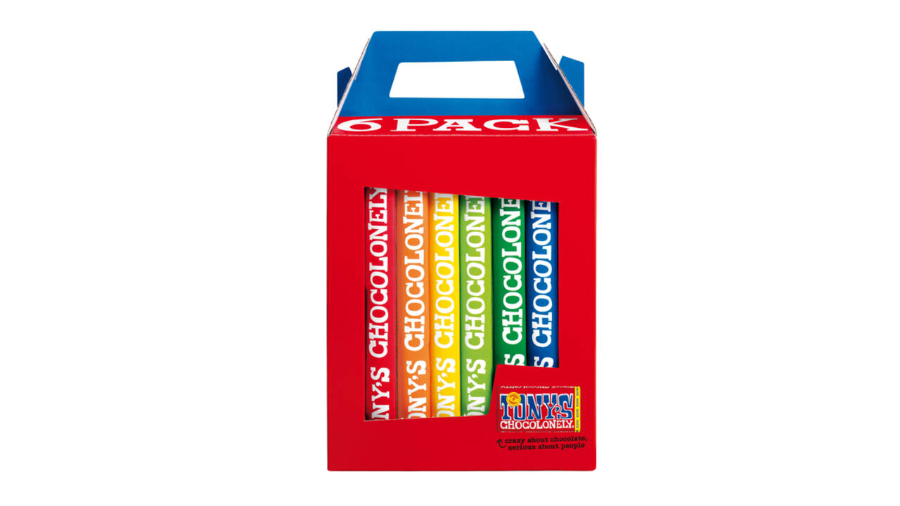Chocolade Tony's Chocolonely Rainbowpack Classic 6 repen à 180gr