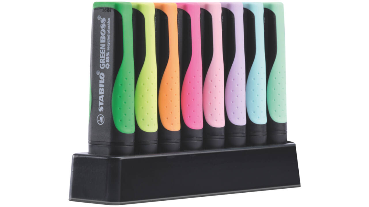 Markeerstift STABILO GREEN BOSS 6070/8 pastel assorti deskset à 8st