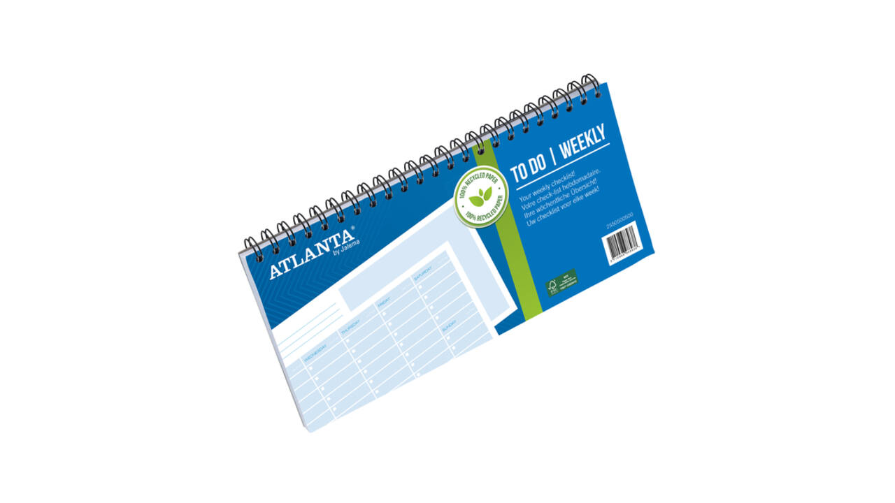 Things to do Djois Atlanta recycled papier Weekly 297x150mm 60vel 70gr landscape blauw