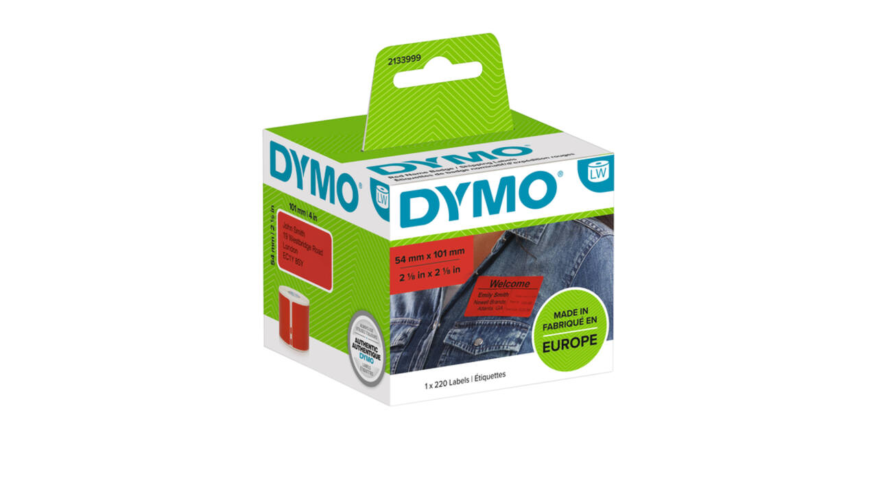 Etiket Dymo LabelWriter naamkaart 54x101mm 1 rol á 220 stuks rood