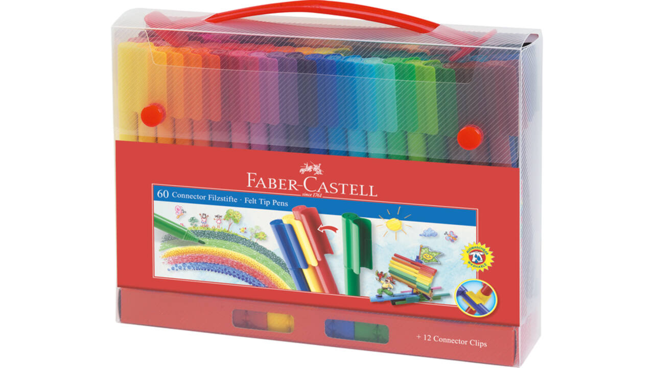 Kleurstiften Faber-Castell Connector assorti koffer à 60 stuks