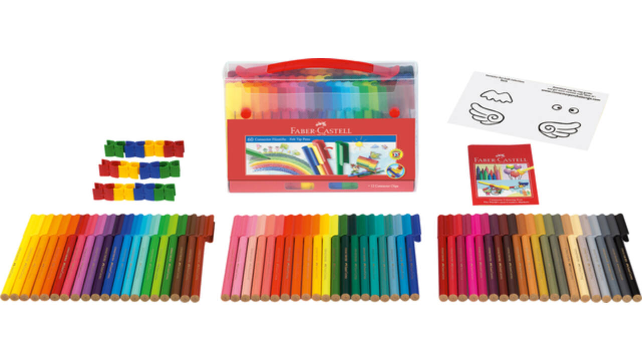 Kleurstiften Faber-Castell Connector assorti koffer à 60 stuks