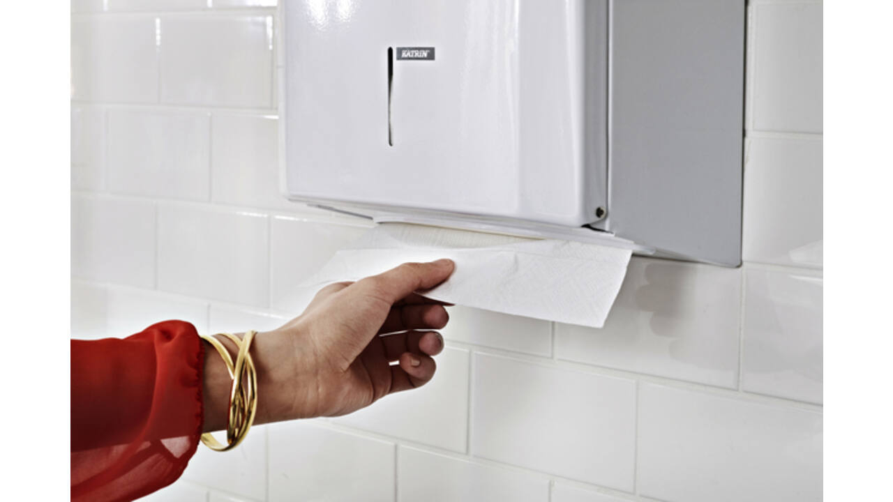Handdoekdispenser Katrin medium wit 988113