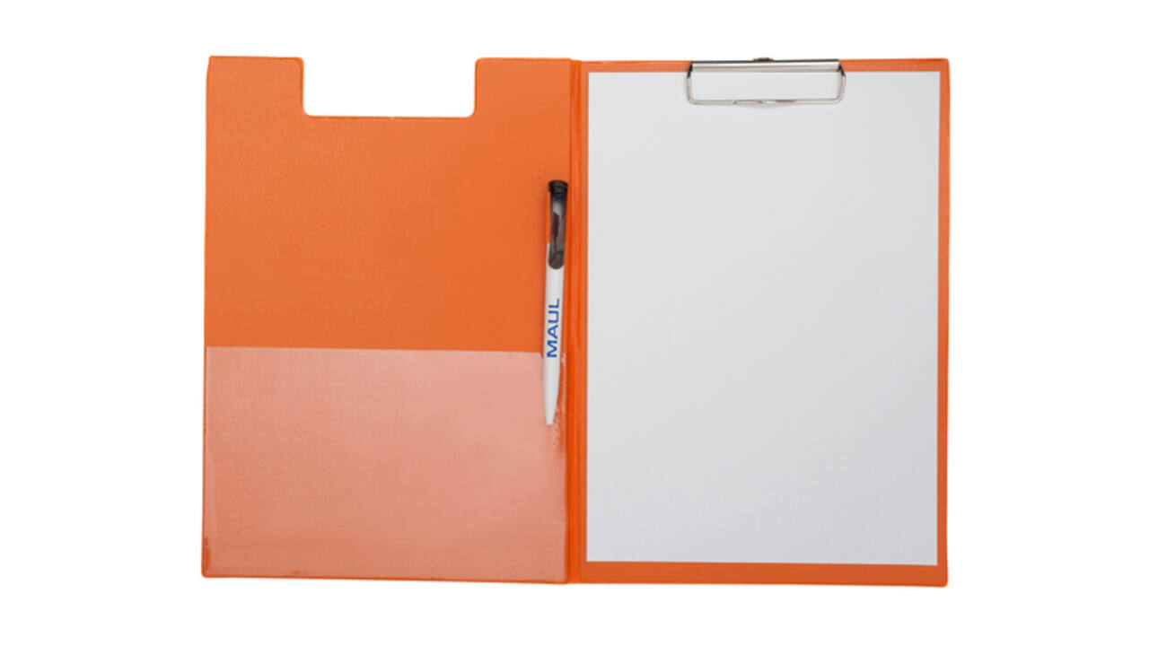 Klembordmap MAUL A4 staand met penlus PVC neon oranje
