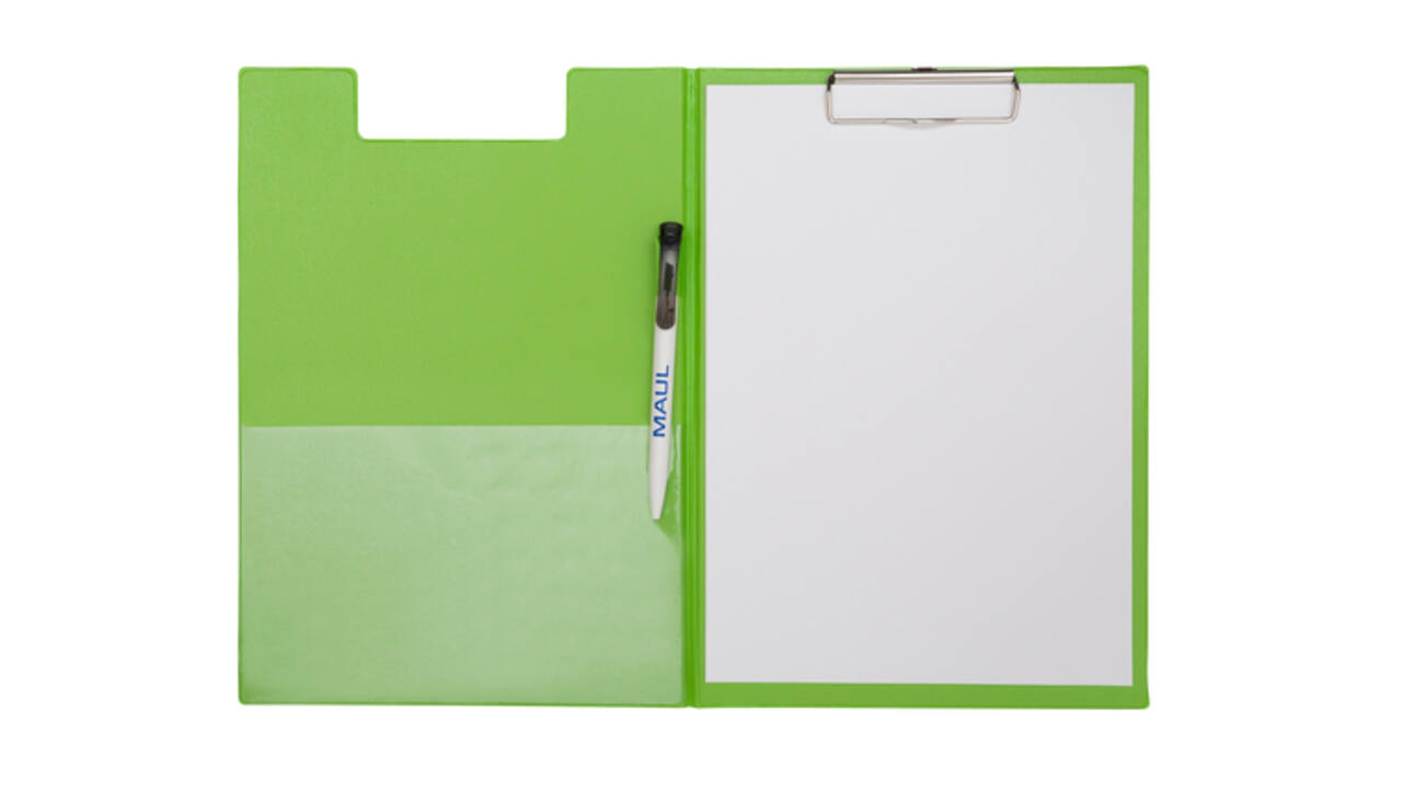 Klembordmap MAUL A4 staand met penlus PVC neon groen