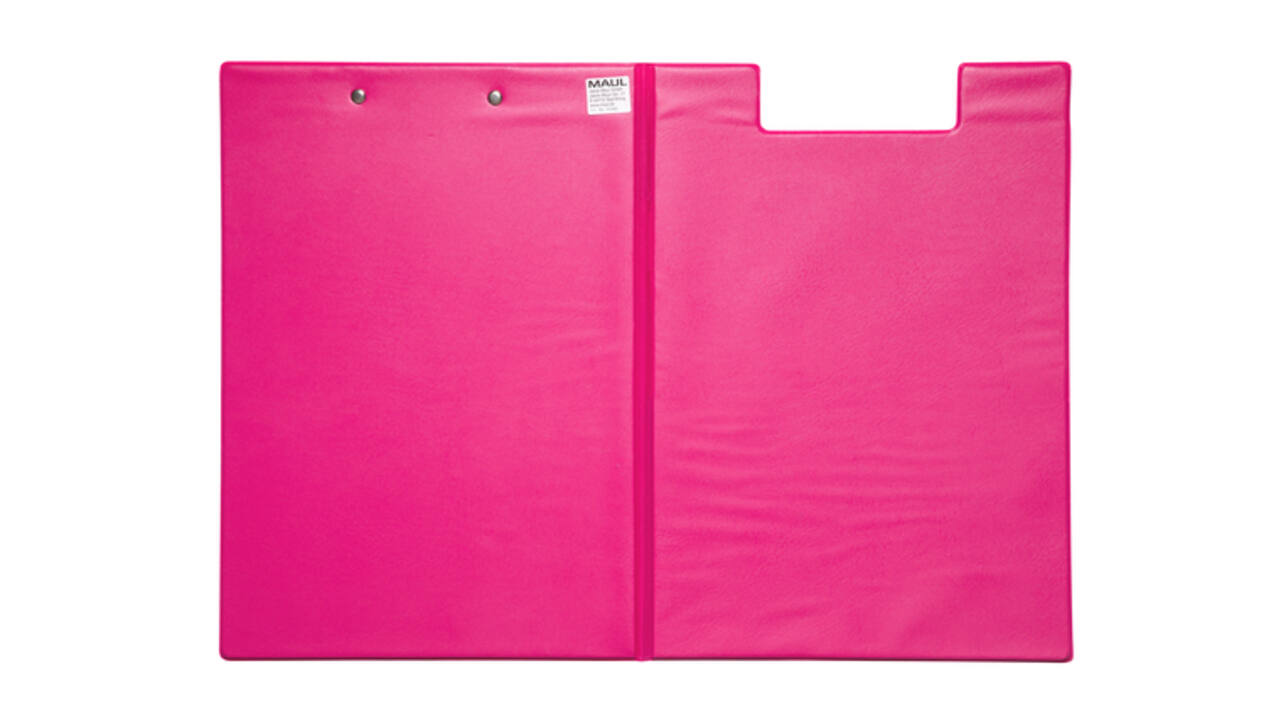 Klembordmap MAUL A4 staand met penlus PVC neon roze