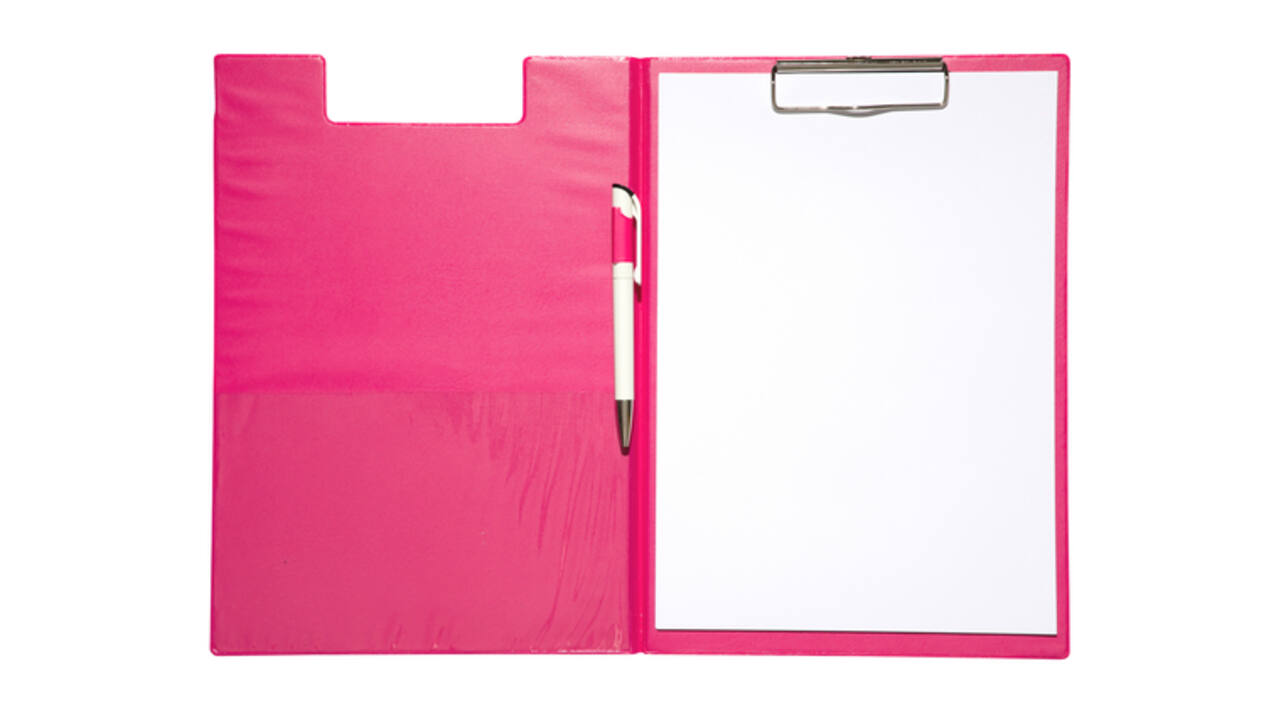 Klembordmap MAUL A4 staand met penlus PVC neon roze