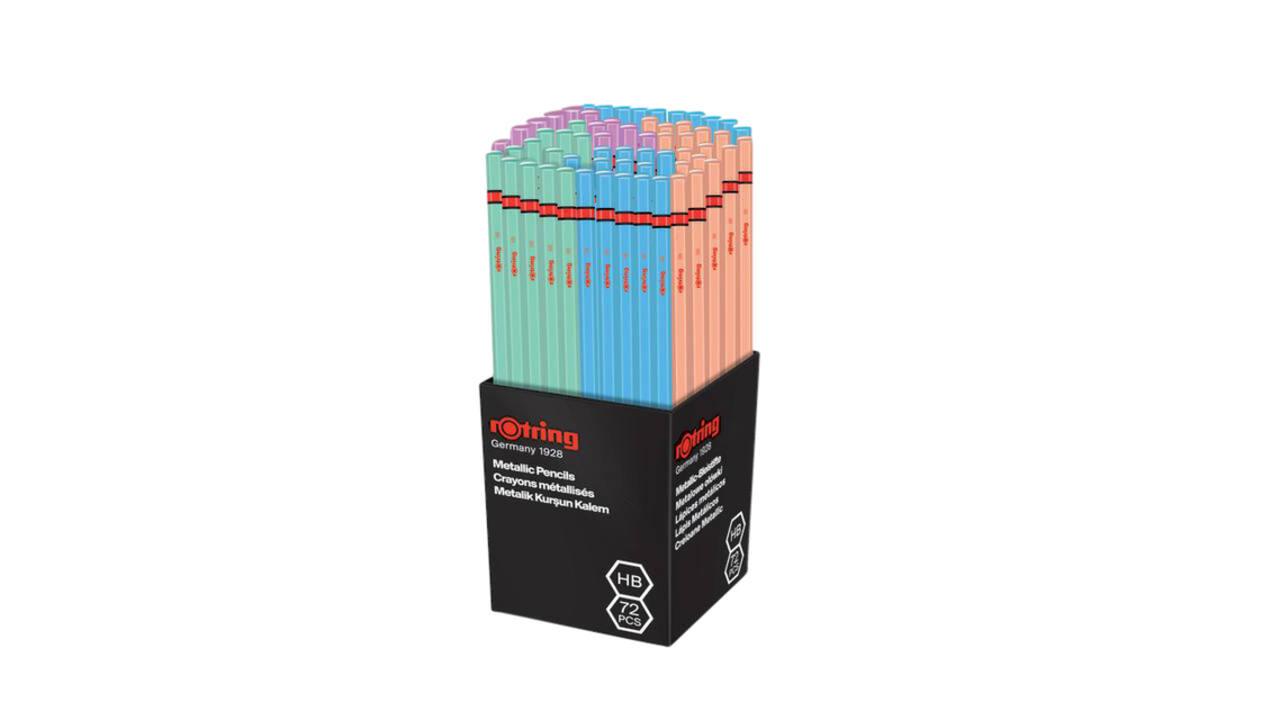 Potlood rOtring woodcase zeshoekig HB metallic assorti