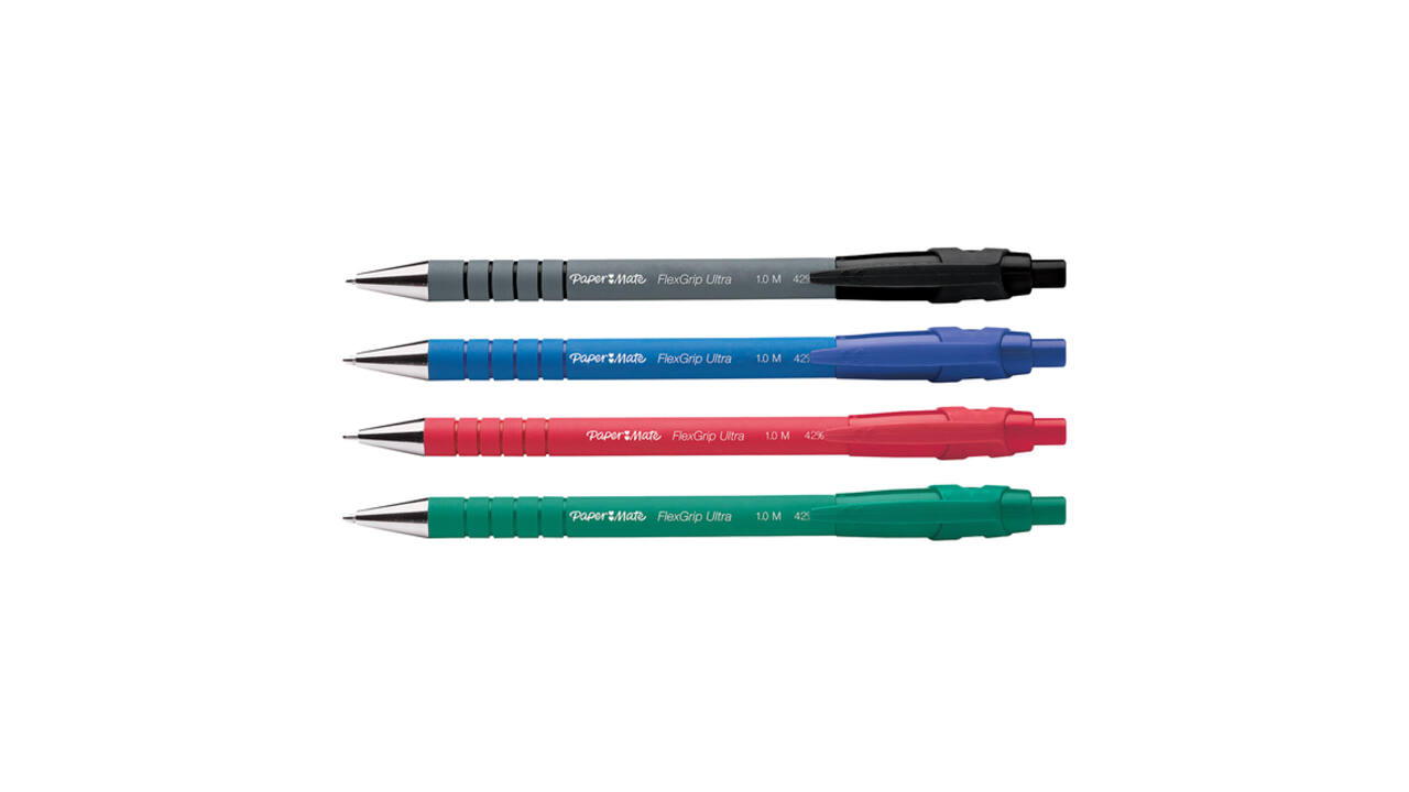 Balpen Paper Mate Flexgrip Ultra medium assorti blister 3+1 gratis