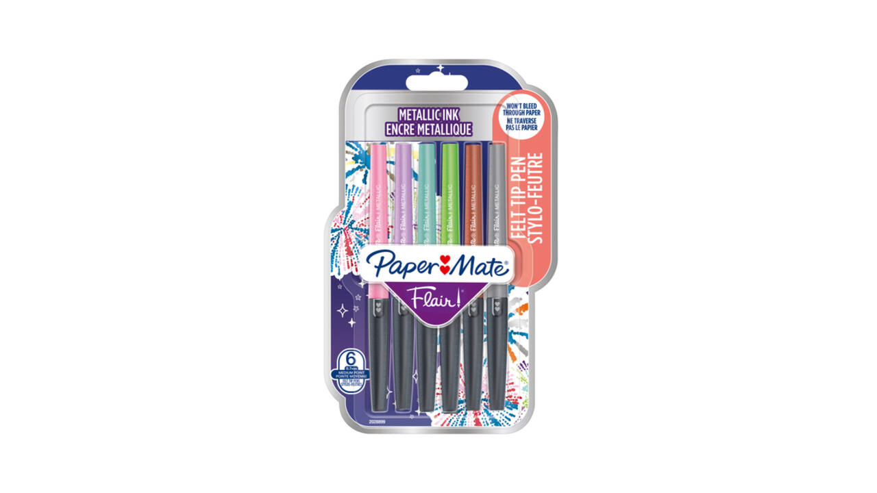 Fineliner Paper Mate Flair Metallic medium blister à 6 stuks