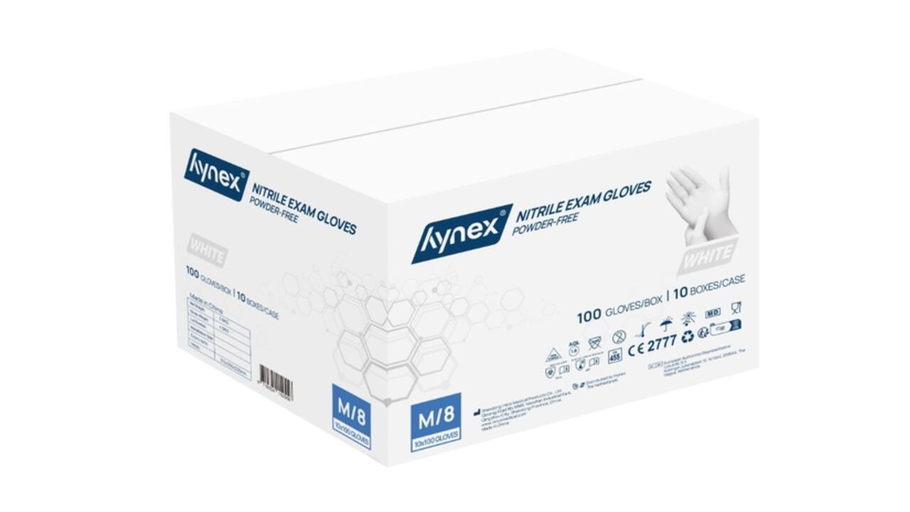 Handschoen Hynex nitril M wit 3.5g 100 stuks