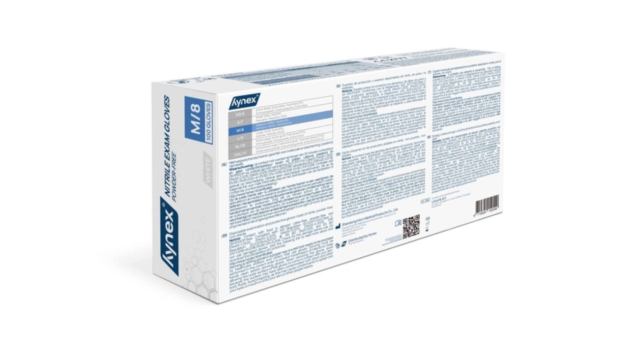 Handschoen Hynex nitril M wit 3.5g 100 stuks