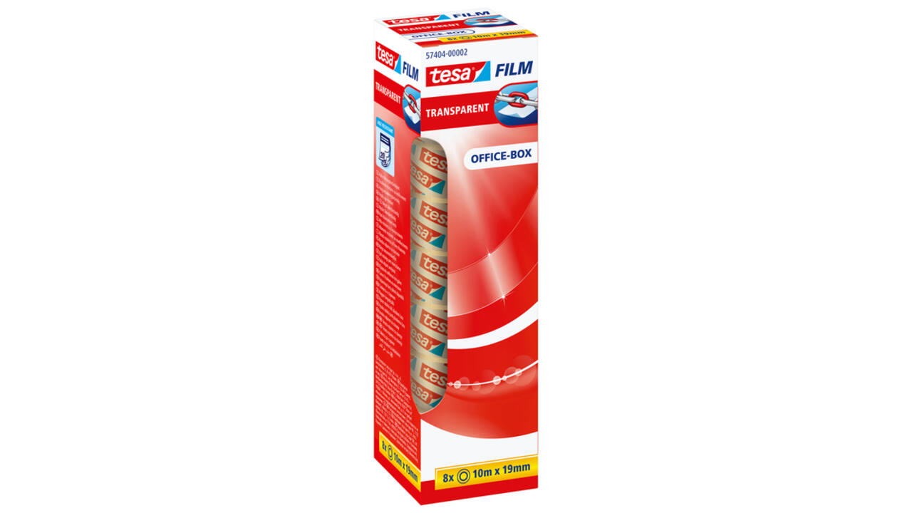 Plakband tesafilm® 10mx19mm transparant 8 rollen