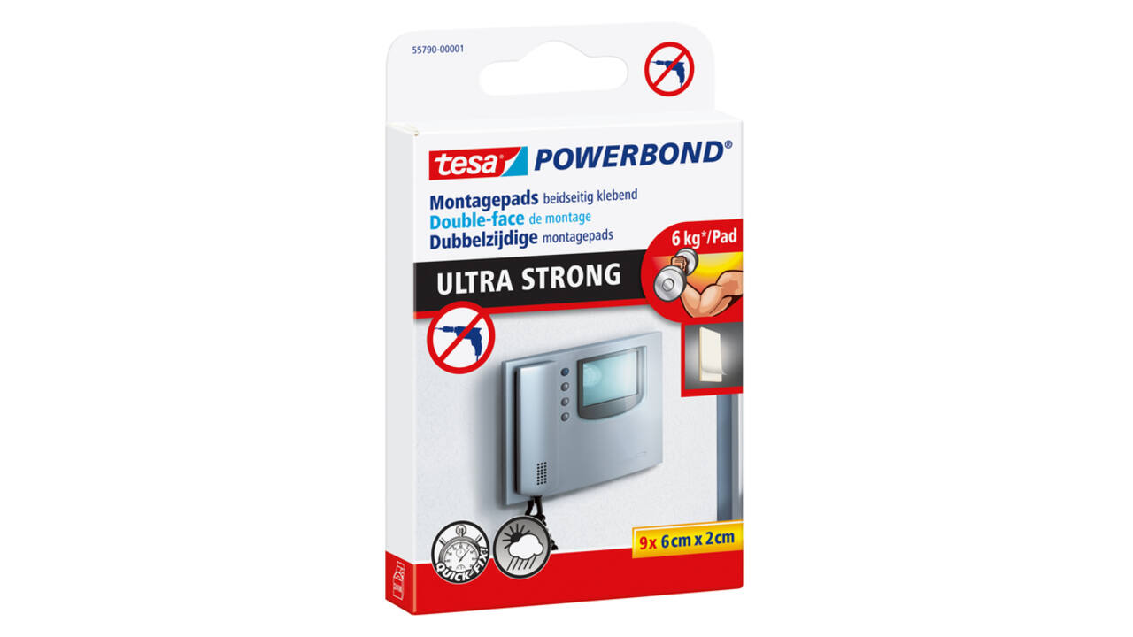 Montage pad tesa® Powerbond Ultra Strong dubbelzijdig 2x6cm 9 stuks