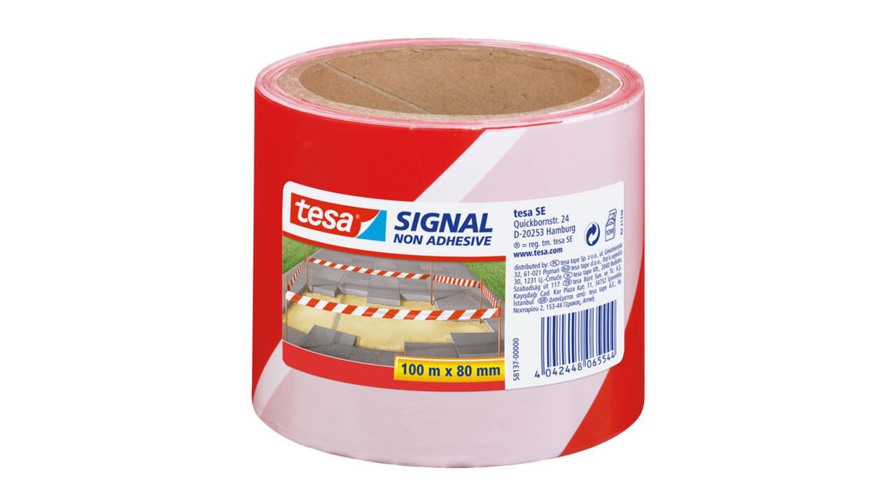 Waarschuwings- en markeerlint tesa® Signal 100mx80mm rood-wit