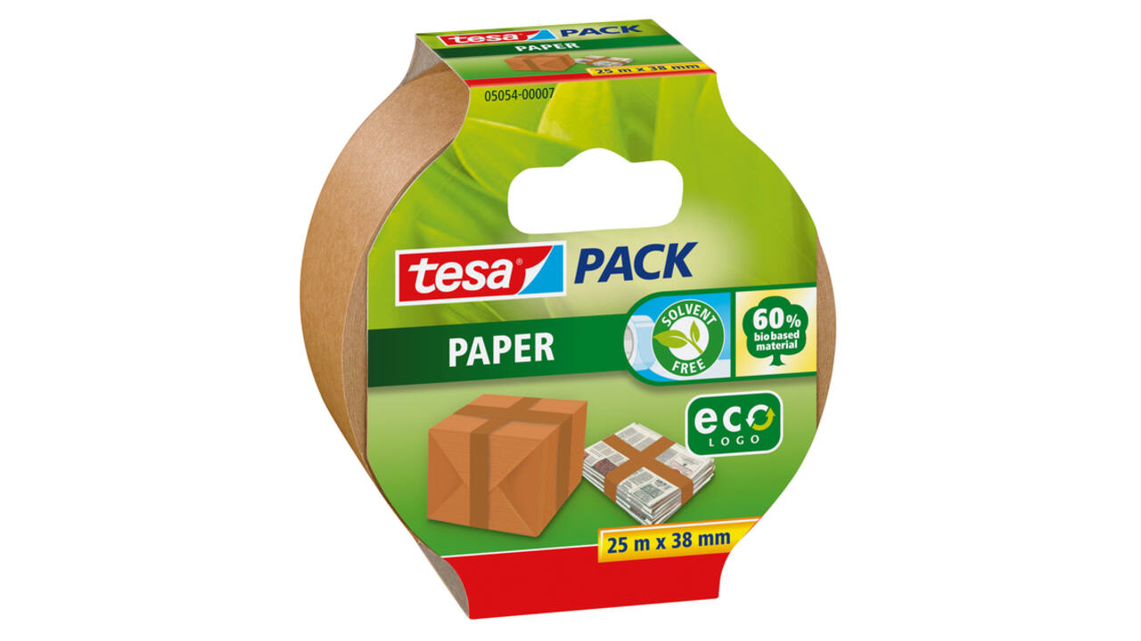 Verpakkingstape tesapack® papier ecoLogo® 25mx38mm bruin