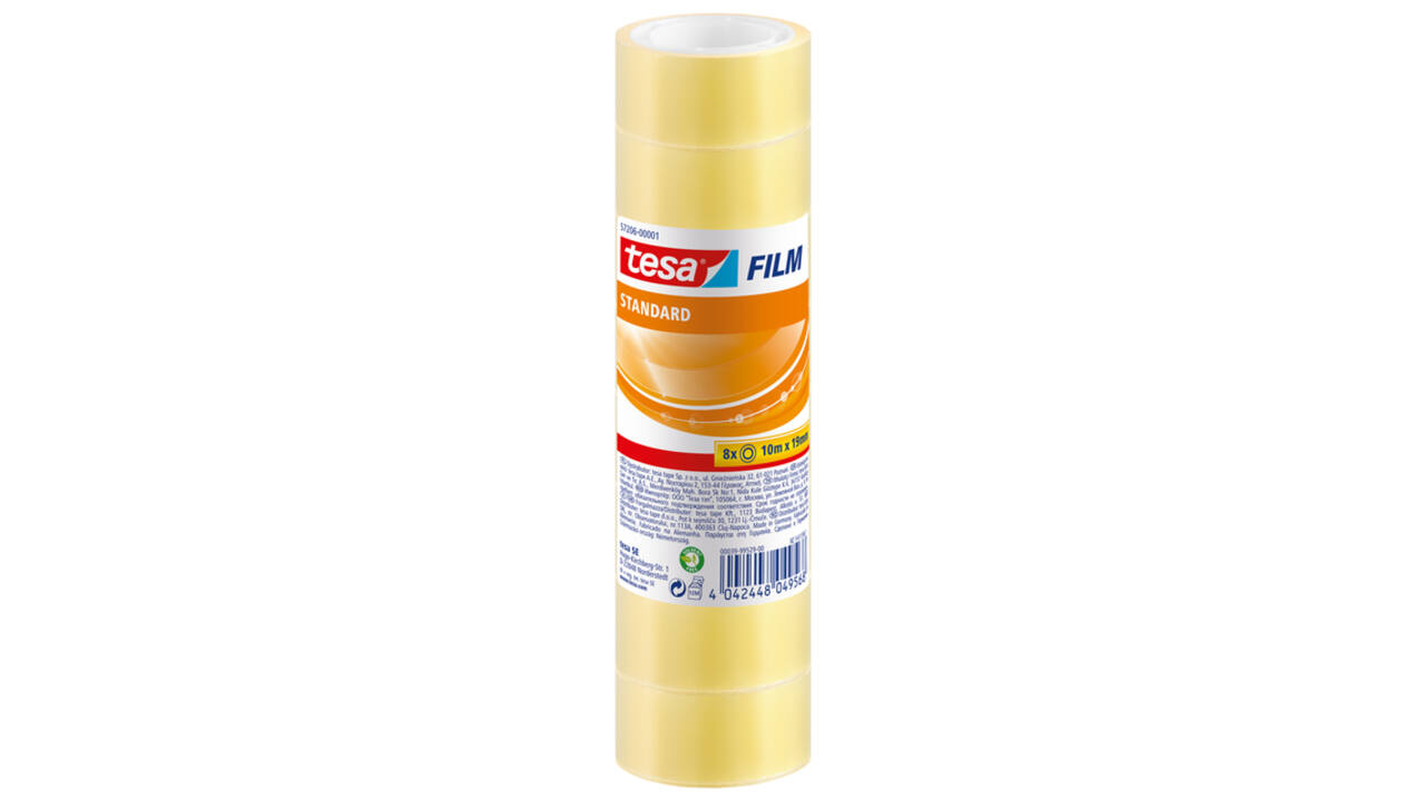 Plakband tesafilm® Standaard 10mx19mm transparant 8 rollen