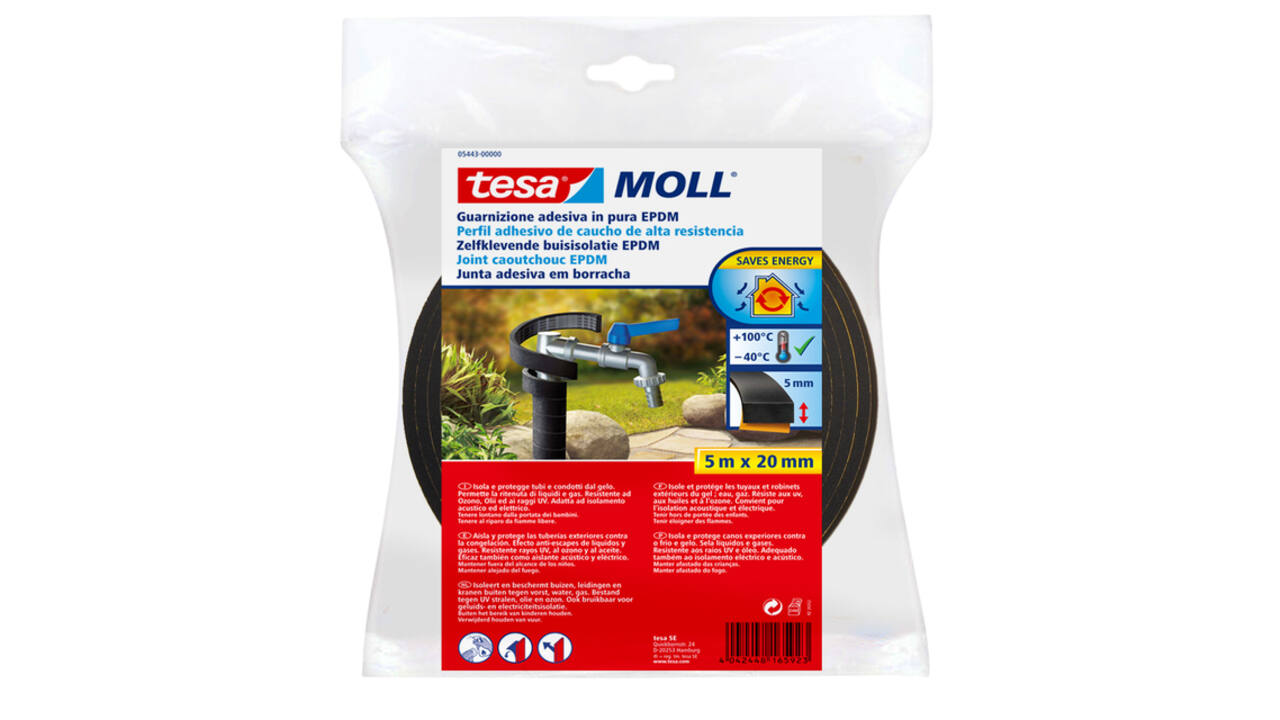 Buisisolatie tesamoll® Zelfklevend 5mx20mm zwart