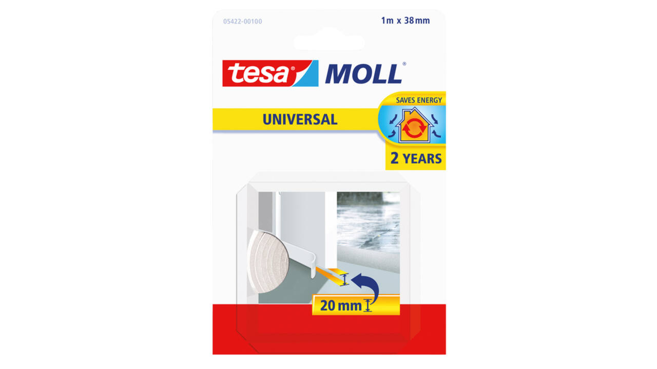 Tochtstrips tesamoll® Universal Zelfklevend tbv deur 1mx38mm wit