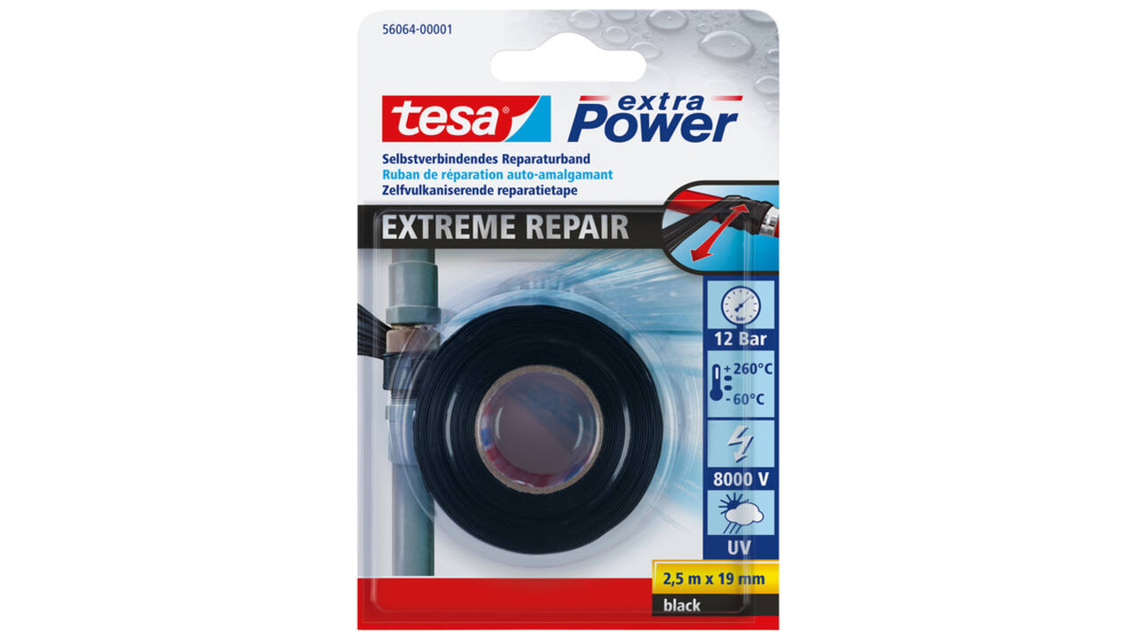 Reparatietape tesa® Extreme Repair 2.5mx19mm zwart