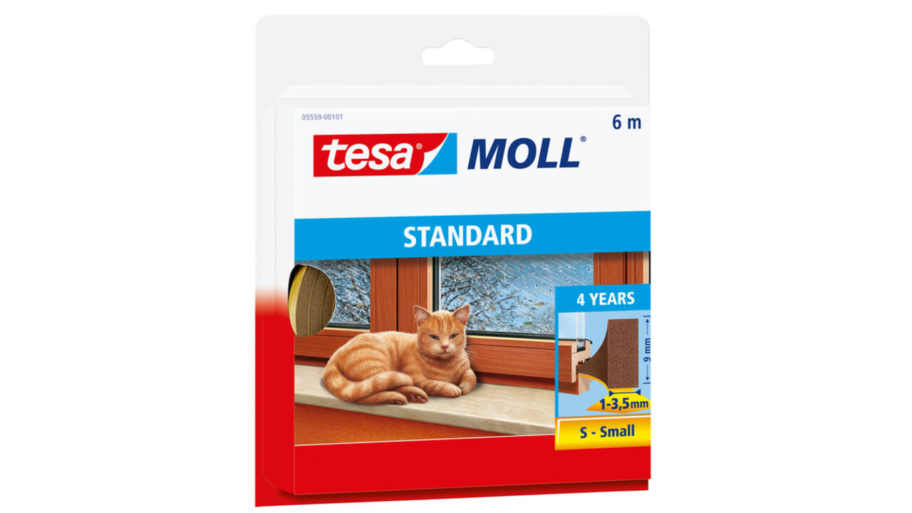 Tochtstrip tesamoll® Standard I-Profiel zelfklevend 6mx9mm bruin