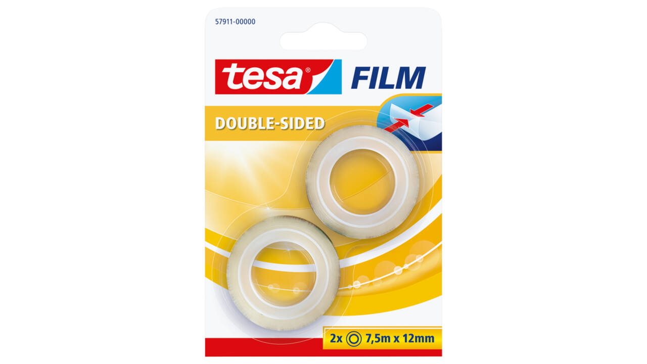 Tape tesafilm® dubbelzijdig 7.5mx12mm transparant 2 rollen