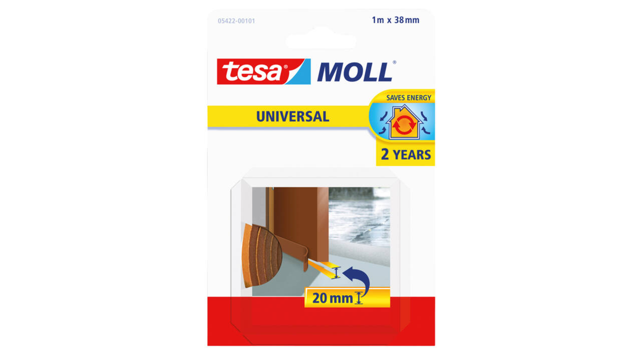 Tochtstrips tesamoll® Universal zelfklevende tbv deur 1mx38mm bruin