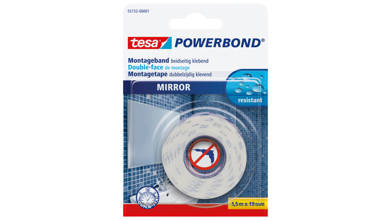 Montagetape tesa® Powerbond Spiegel dubbelzijdig 1,5mx19mm