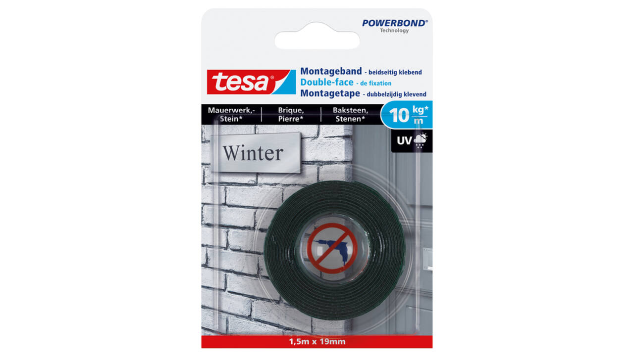 Montagetape tesa® Powerbond baksteen dubbelzijdig 1,5mx19mm
