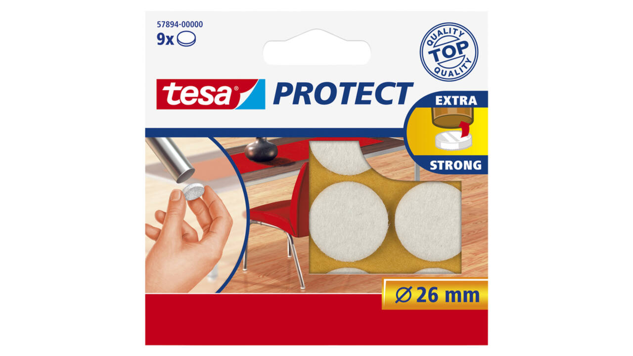 Beschermvilt tesa® Protect anti-kras  Ø26mm wit 12 stuks
