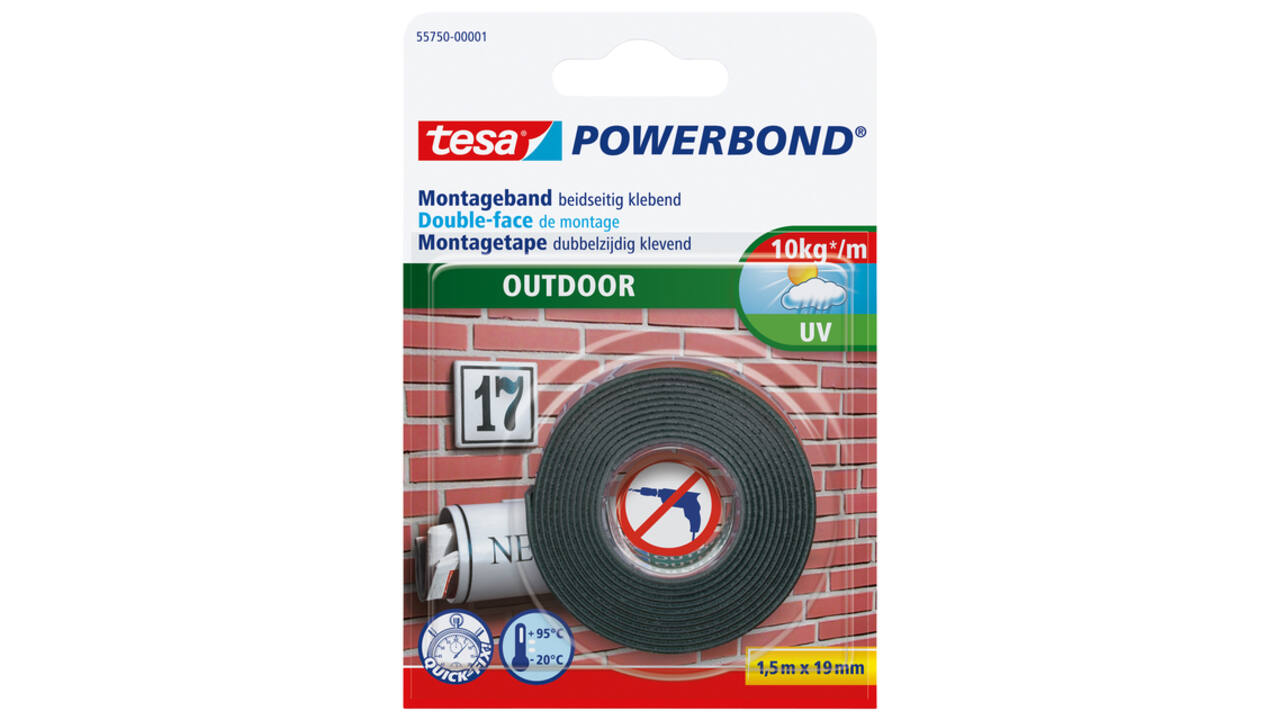 Montagetape tesa® Powerbond Outdoor dubbelzijdig 1,5mx19mm