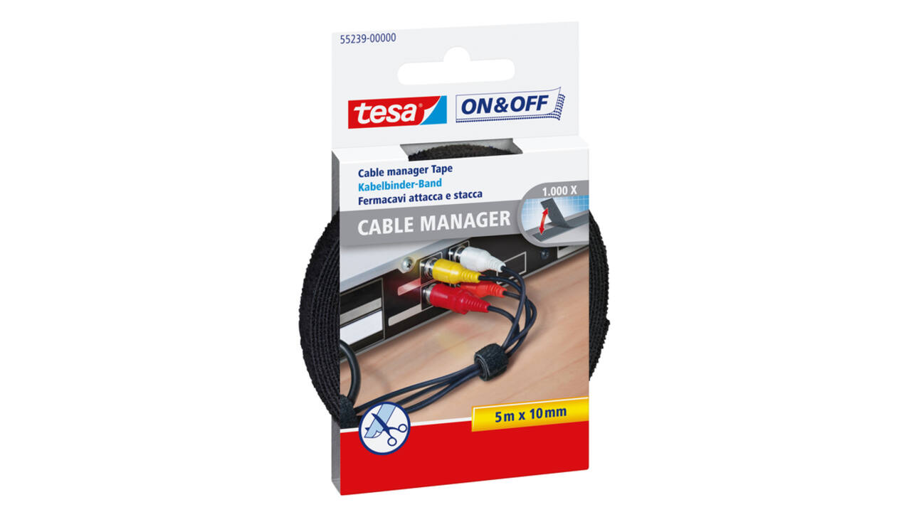 Kabelmanager tesa® On & Off bundelen 5mx10mm zwart