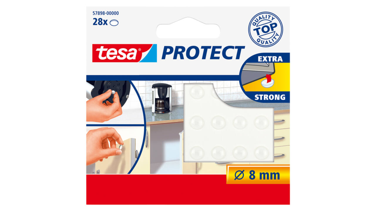 Anti-slip en geluiddempers tesa® Protect rond  Ø8mm transparant 28 stuks