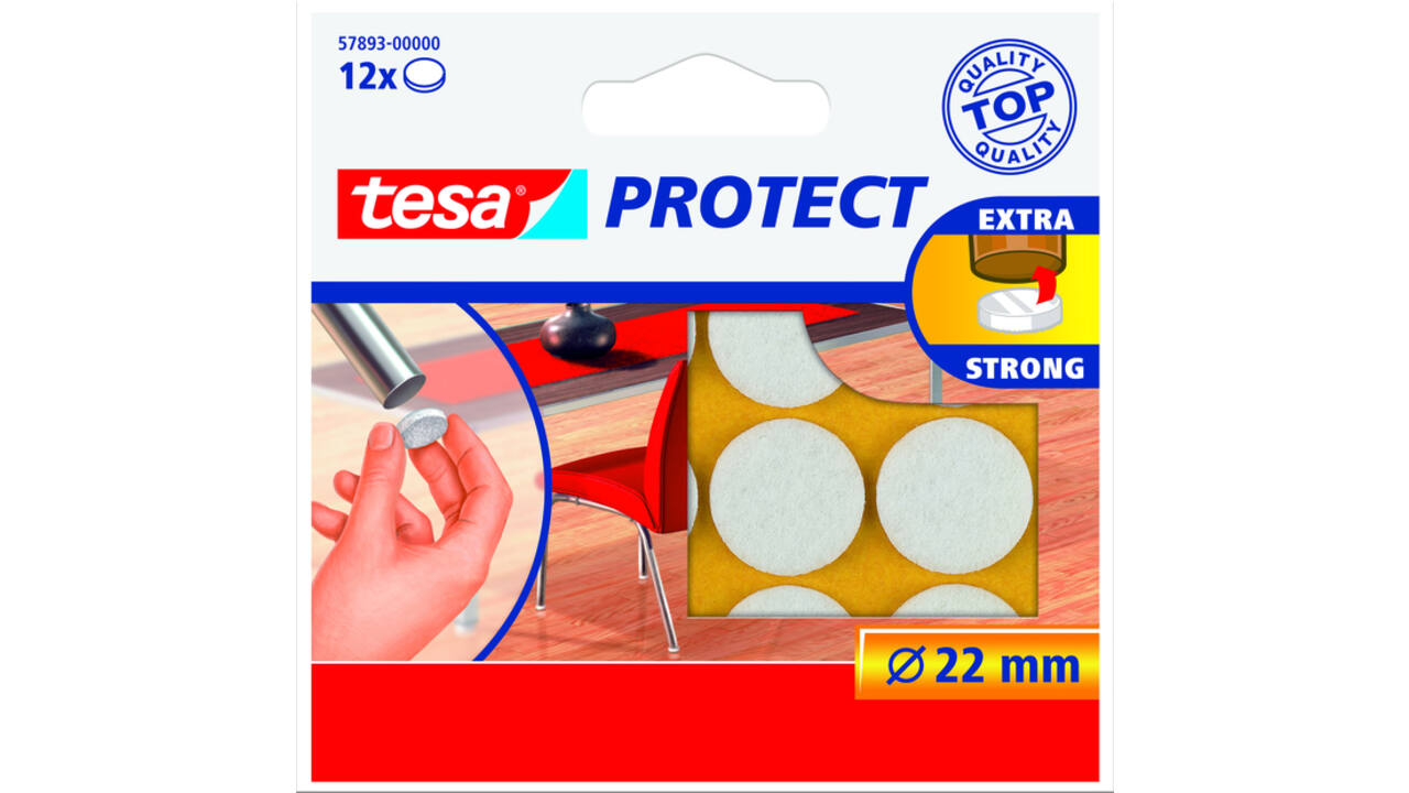 Beschermvilt tesa® Protect anti-kras  Ø22mm wit 12 stuks