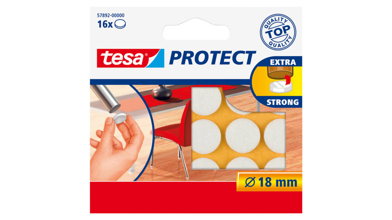 Beschermvilt tesa® Protect anti-kras  Ø18mm wit 16 stuks