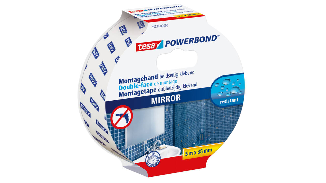 Montagetape tesa® Powerbond Spiegel dubbelzijdig 5mx38mm wit