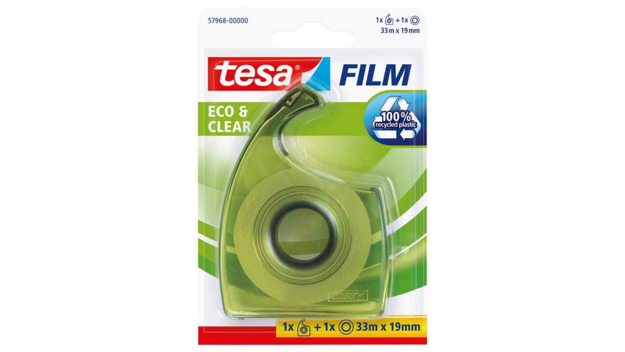 Plakband handdispenser tesafilm® Eco & Clear 33mx19mm transparant blister