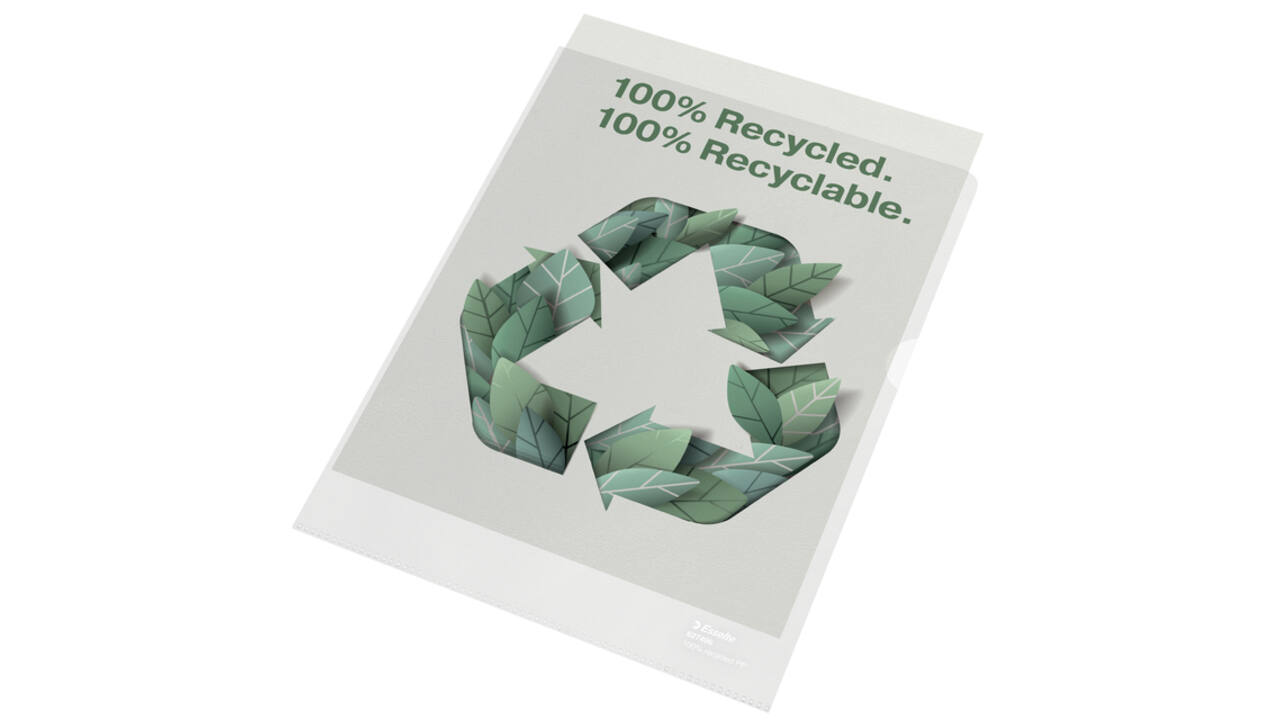 Insteekmap L-model Esselte A4 100% gerecycled 0.10mm transparant 100 stuks