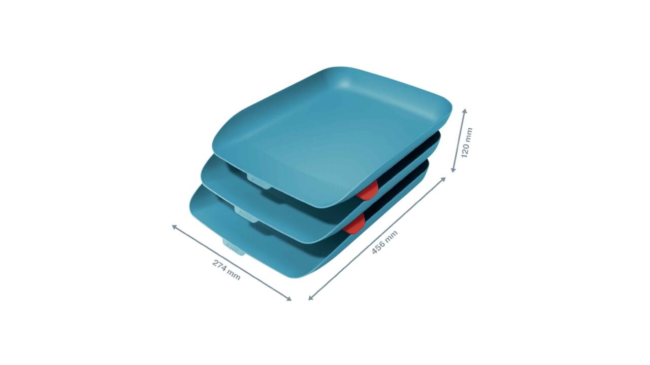 Brievenbak Leitz Cosy set van 3 A4 sereen blauw
