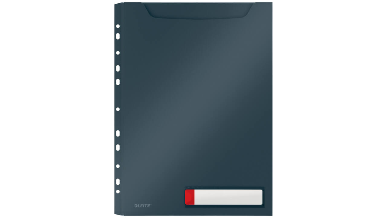 Insteekmap U-model Leitz Cosy harmonica A4 met perforatiestrip PP grijs