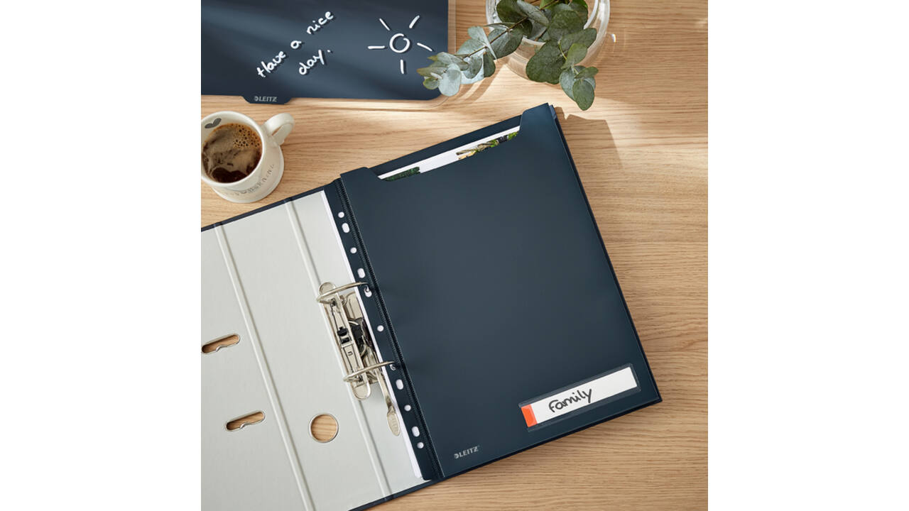 Insteekmap U-model Leitz Cosy harmonica A4 met perforatiestrip PP grijs