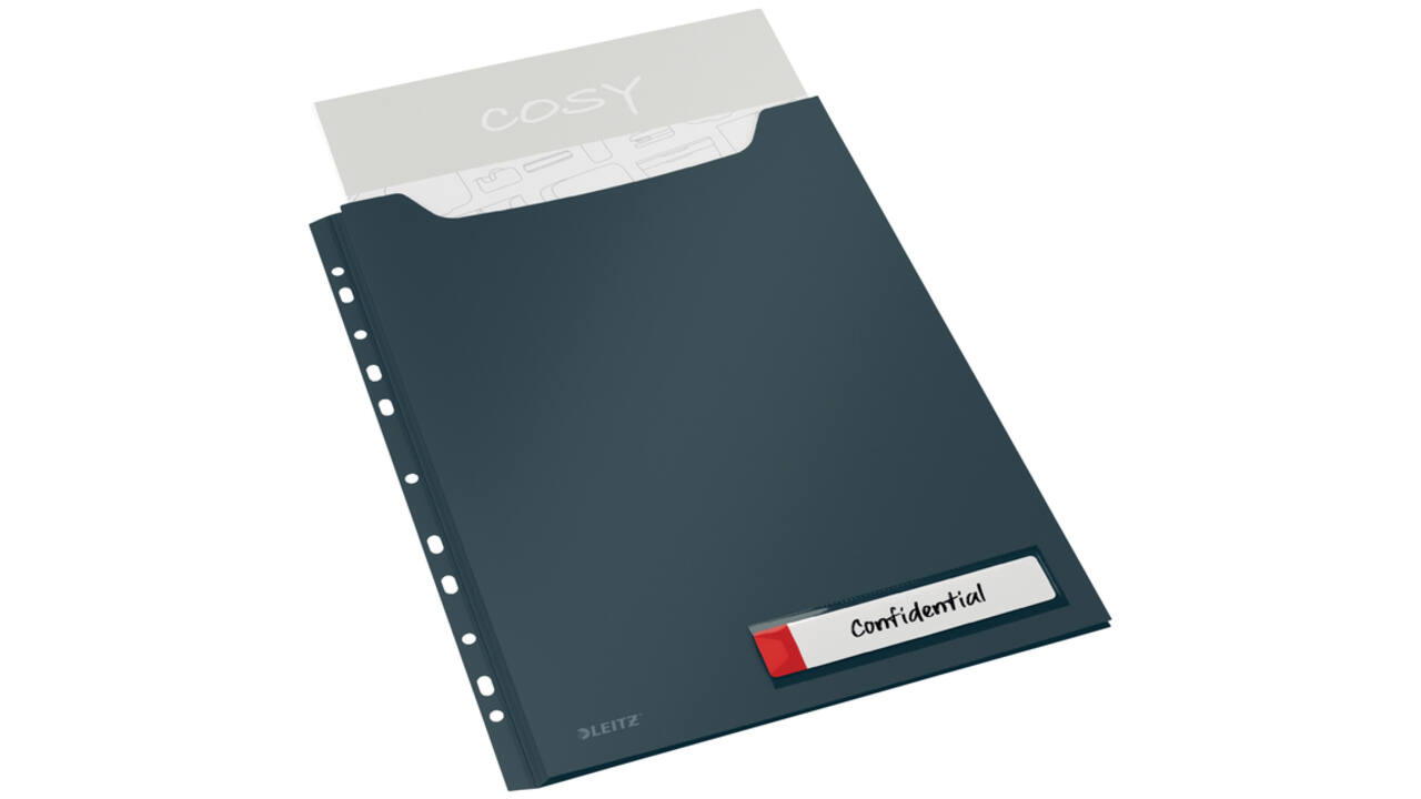 Insteekmap U-model Leitz Cosy harmonica A4 met perforatiestrip PP grijs