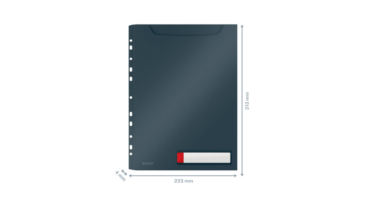 Insteekmap U-model Leitz Cosy harmonica A4 met perforatiestrip PP grijs