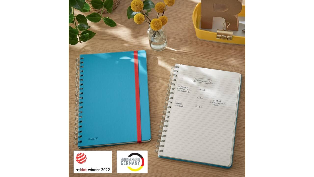 Notitieboek Leitz Cosy B5 160blz 100gr spiraal lijn blauw