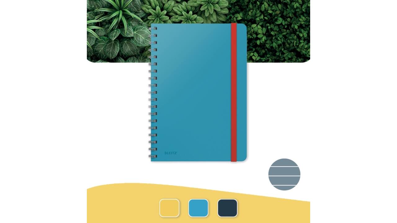 Notitieboek Leitz Cosy B5 160blz 100gr spiraal lijn blauw